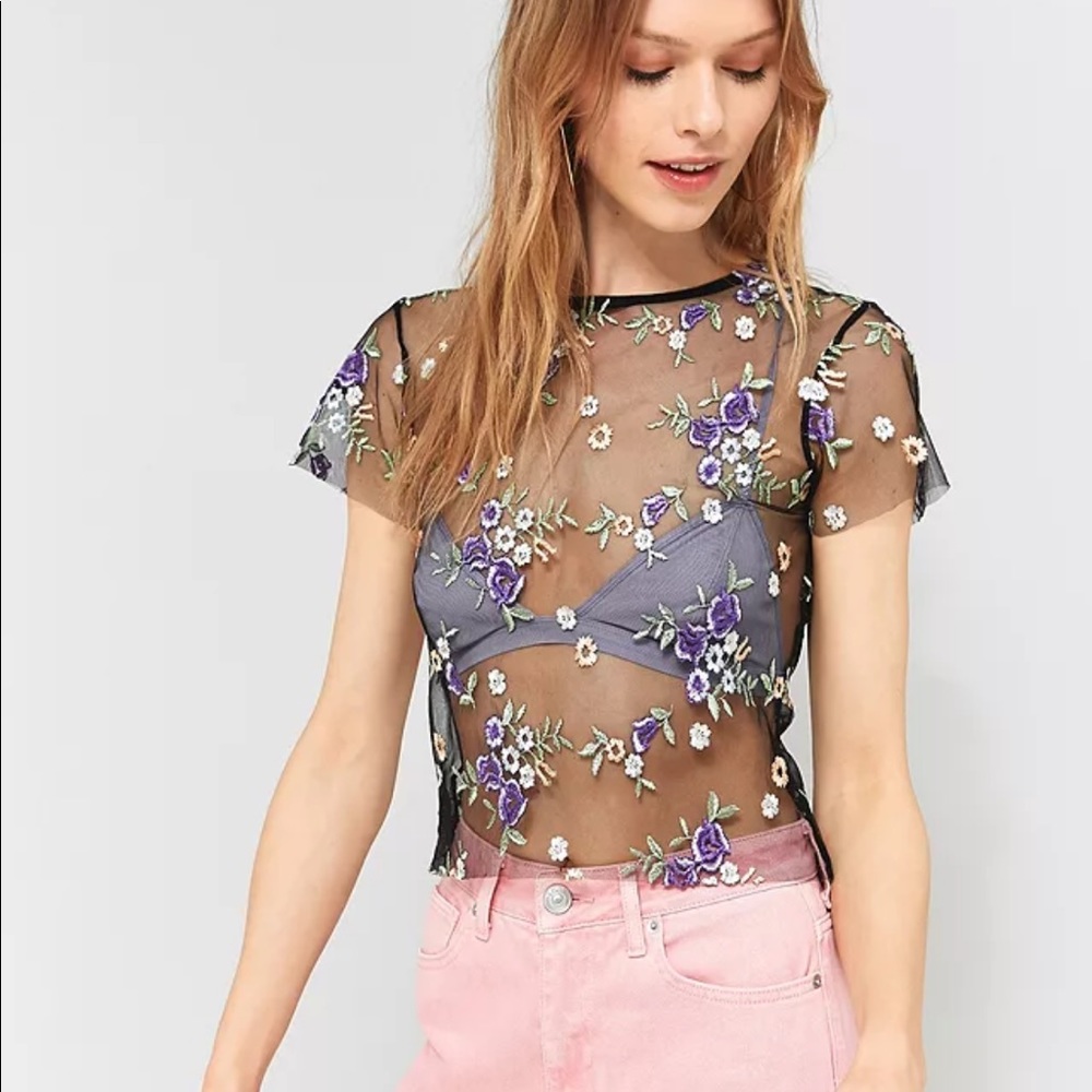 Urban Outfitters Floral Mesh Top